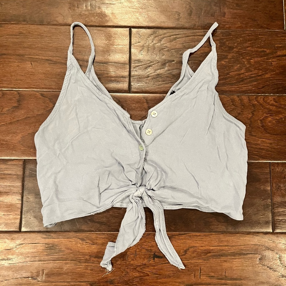Strappy light-blue crop top